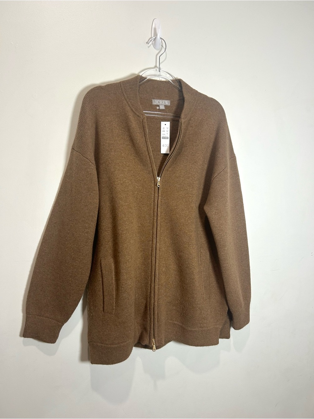 NEW J.Crew Full-Zip Flight Sweater Jacket Oversized Womens S Wool Blend Brown - Picture 7 of 13